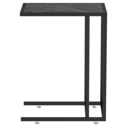 Berkfield Home Computer Side Table Black Marble 50x35x65 cm Tempered Glass - Size: 50 x 35 x 65 cm - thumbnail 4