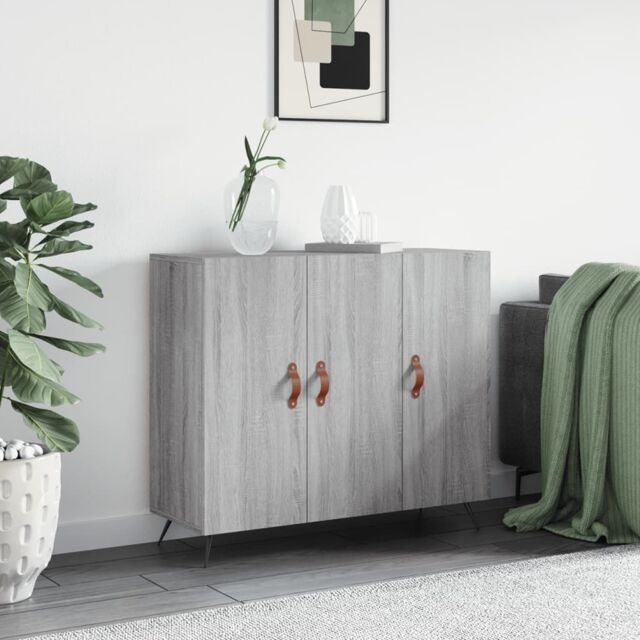Berkfield Home Sideboard Grey Sonoma 90x34x80 cm Engineered Wood - Size: 90 x 34 x 80 cm - image 1