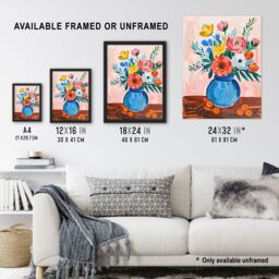 "Artery8 Flower Bouquet Vase & Fruit Still Life Painting Wall Art Print - Size: W12"" x H16""" - thumbnail 3
