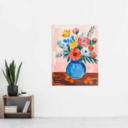 "Artery8 Flower Bouquet Vase & Fruit Still Life Painting Wall Art Print - Size: W12"" x H16""" - thumbnail 4