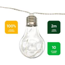 Gardenwize 10pc Solar Micro LED Bulb String Lights in Silver - thumbnail 2