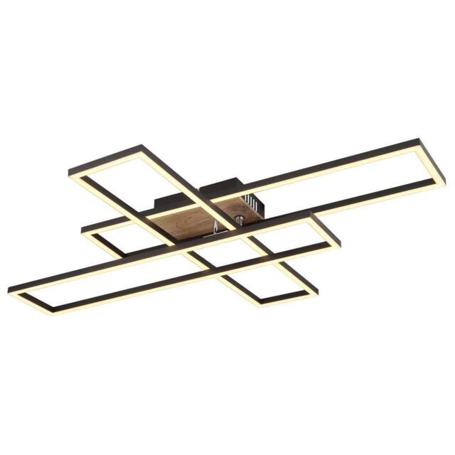Netlighting Dakari 80x60cm Semi Flush Ceiling Light Matt Black 3x LED 3000K - Size: 80x60 cm - image 1