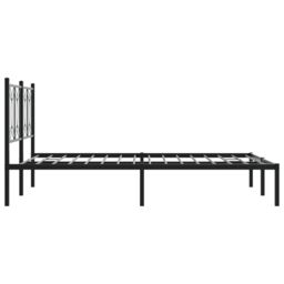 Berkfield Home Metal Bed Frame without Mattress with Headboard Black 140x190cm - Size: 140x190 cm - thumbnail 5