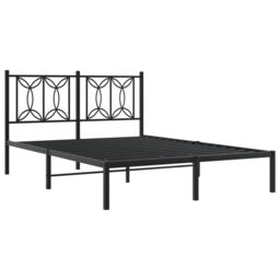 Berkfield Home Metal Bed Frame without Mattress with Headboard Black 140x190cm - Size: 140x190 cm - thumbnail 3