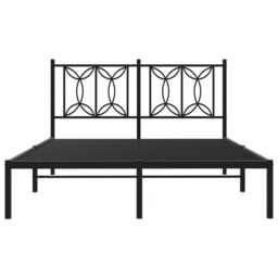 Berkfield Home Metal Bed Frame without Mattress with Headboard Black 140x190cm - Size: 140x190 cm - thumbnail 4