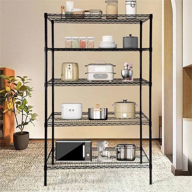 Nordara 90*180cm 5 Tier Metal Storage Rack Wire Shelf Home Kitchen Office in Black - image 1