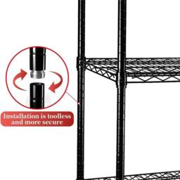 Nordara 90*180cm 5 Tier Metal Storage Rack Wire Shelf Home Kitchen Office in Black - thumbnail 3