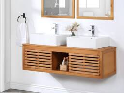 Vente-unique Acacia Wood Wall-Hung Vanity Unit - 130 Cm - PENEBEL in Walnut - thumbnail 1