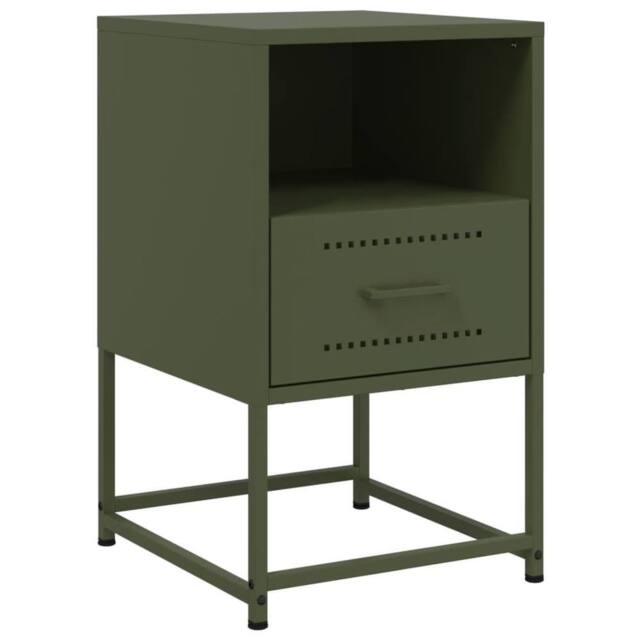 Berkfield Home Bedside Cabinet Olive Green 36x39x60.5 cm Steel - image 1