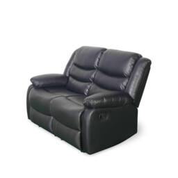 Furnishings For Less UK Cortland Leather Look 2 Seater Manual Reclining Sofa Black - thumbnail 4