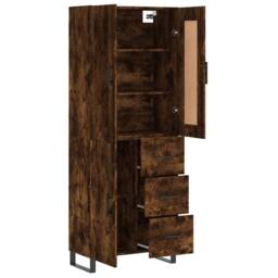 Berkfield Home Highboard Smoked Oak 69.5x34x180 cm Engineered Wood in Brown - thumbnail 4