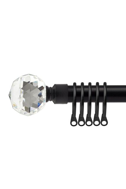 New Edge Blinds 16-19mm Cristalla Extendable Durable Metal Curtain Pole Set in Jet Black - Size: 120 cm - 210 cm - image 1