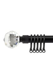New Edge Blinds 16-19mm Cristalla Extendable Durable Metal Curtain Pole Set in Jet Black - Size: 120 cm - 210 cm