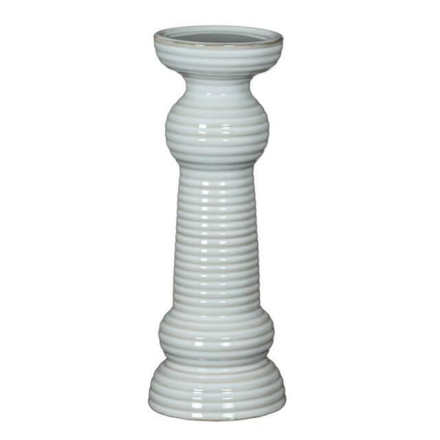 Lemon Pavilion Furniture and Decor Sile Medium Pillar Candle Holder - Ceramic - L11 x W11 x H31cm - White - image 1