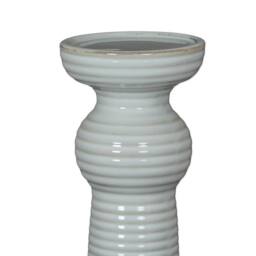 Lemon Pavilion Furniture and Decor Sile Medium Pillar Candle Holder - Ceramic - L11 x W11 x H31cm - White - thumbnail 3