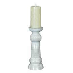 Lemon Pavilion Furniture and Decor Sile Medium Pillar Candle Holder - Ceramic - L11 x W11 x H31cm - White - thumbnail 2