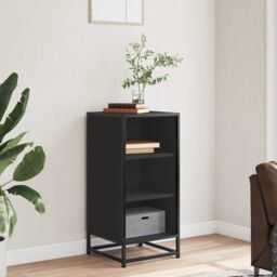 Berkfield Home Sideboard Black 35.5x35x76 cm Engineered Wood & Metal - thumbnail 3
