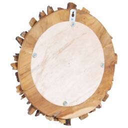 Berkfield Home Wall Mirror 60 cm Teak Round in Brown - thumbnail 4