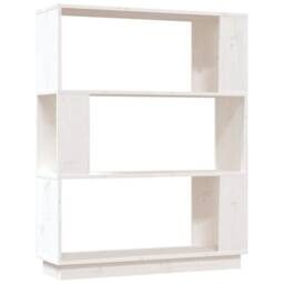 Berkfield Home Book Cabinet/Room Divider White 80x25x101 cm Solid Wood Pine - Size: 80 x 25 x 101 cm - thumbnail 1