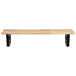 Berkfield Home Basin Shelf Wall Mounted Steel & Solid Wood Acacia in Brown - thumbnail 4