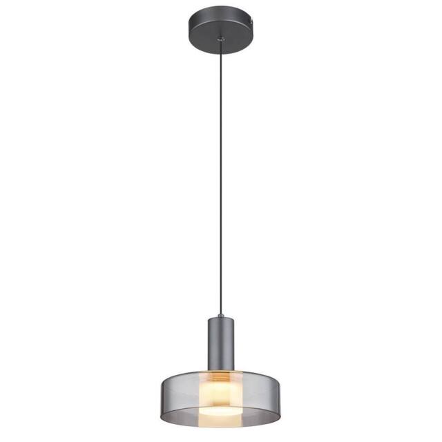 Netlighting Grant Pendant Ceiling Light Grey Matt Smoke Glass Shade LED 3000K - image 1