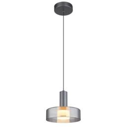 Netlighting Grant Pendant Ceiling Light Grey Matt Smoke Glass Shade LED 3000K