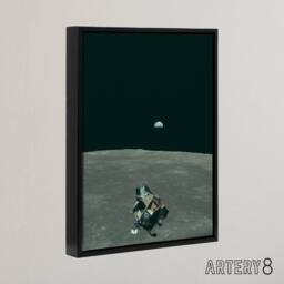"Artery8 NASA Earth Moon Space Lunar Module Mars Framed Canvas Wall Art Print in Black - Size: W12"" x H16""" - thumbnail 2