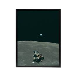 "Artery8 NASA Earth Moon Space Lunar Module Mars Framed Canvas Wall Art Print in Black - Size: W12"" x H16""" - thumbnail 1