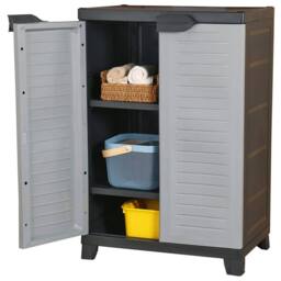 Berkfield Home Plastic Cabinet 65x45x97 cm in Grey - Size: 65 x 45 x 97 cm - thumbnail 2