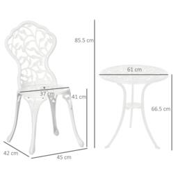 Wyld Haus Karipa Cast Aluminium White 3 Piece Floral Bistro Dining Set - thumbnail 4