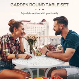 Wyld Haus Karipa Cast Aluminium White 3 Piece Floral Bistro Dining Set - thumbnail 7