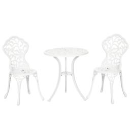 Wyld Haus Karipa Cast Aluminium White 3 Piece Floral Bistro Dining Set - thumbnail 2