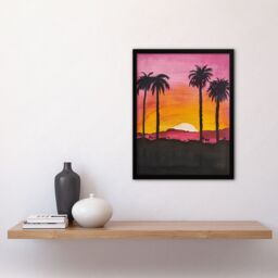 "Artery8 California Sunset Sky Orange Pink Sky Setting Sun Framed Art Print - Size: W12"" x H16""" - thumbnail 4
