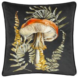 Wylder Nature Kielder Forest Hatfield Mushroom Piped Cushion in Black - Size: 43 cm x 43 cm - thumbnail 1