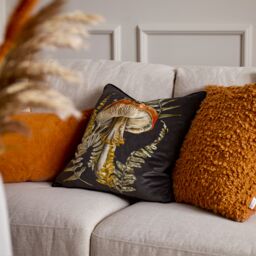 Wylder Nature Kielder Forest Hatfield Mushroom Piped Cushion in Black - Size: 43 cm x 43 cm - thumbnail 6