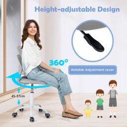 Gymax Rolling Kids Study Chair Ergonomic Swivel Office Chair Adjustable Height in Grey - thumbnail 5
