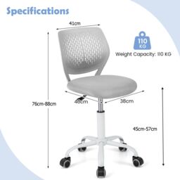 Gymax Rolling Kids Study Chair Ergonomic Swivel Office Chair Adjustable Height in Grey - thumbnail 4