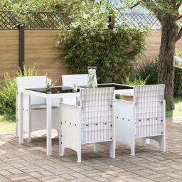 Berkfield Home Garden Chair Set of 4 White Rattan Standard Durable - thumbnail 1