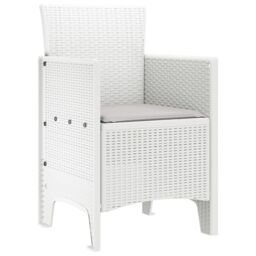Berkfield Home Garden Chair Set of 4 White Rattan Standard Durable - thumbnail 4
