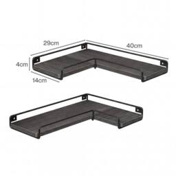 Levede Floating Shelves Set of 2 L-Shaped Corner Shelves Wall Mounted Black - thumbnail 4