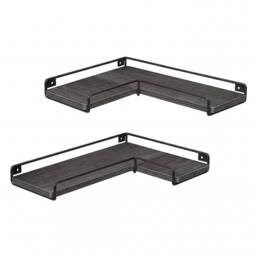Levede Floating Shelves Set of 2 L-Shaped Corner Shelves Wall Mounted Black - thumbnail 1