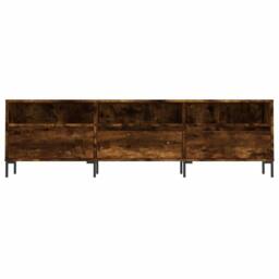 Berkfield Home TV Cabinet Smoked Oak 150x30x44.5 cm Engineered Wood in Brown - thumbnail 5