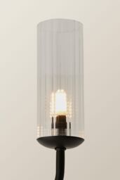 ValueLights Canya 3 Way Ribbed Glass Chandelier Style Ceiling Light in Black - thumbnail 4