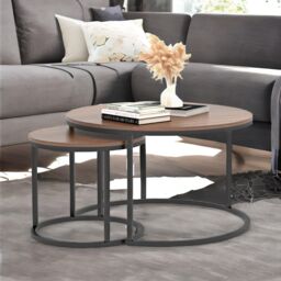 Rafaelo Mobilia Set Of Round Nesting Tables Industrial in Brown - thumbnail 2