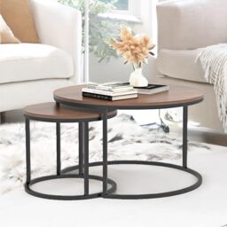 Rafaelo Mobilia Set Of Round Nesting Tables Industrial in Brown - thumbnail 1