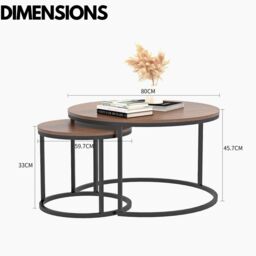 Rafaelo Mobilia Set Of Round Nesting Tables Industrial in Brown - thumbnail 6