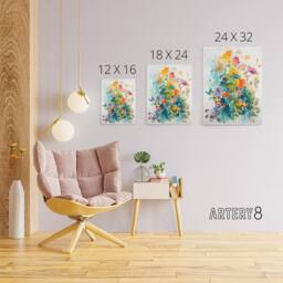 "Artery8 Colourful Spring Wild Flowers Canvas Wall Art Print - Size: W18"" x H24""" - thumbnail 4