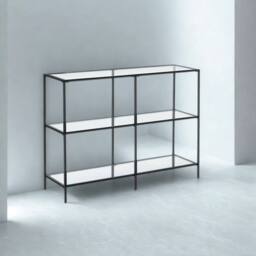 Pirlo Plush 3 Tier Tempered Glass Console Table for Hallway Black - thumbnail 6
