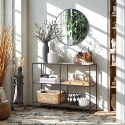 Pirlo Plush 3 Tier Tempered Glass Console Table for Hallway Black - thumbnail 2