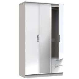 Ready Assembled 2 U Holborn Tall Triple Mirror + Drawer Wardrobe (Ready Assembled) in White - thumbnail 6